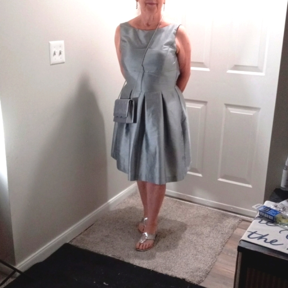 ALFRED SUNG Silver Midi Dress